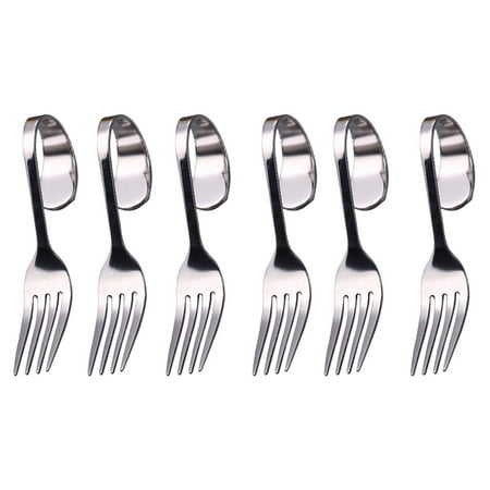 

6pcs Stainless Steel Curved Handle Fork Cake Forks Dessert Forks Salad Fork