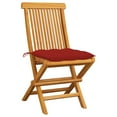 thumbnail image 2 of vidaXL Chaises de Jardin avec Coussins Rouges 2 Pcs Bois de Teck Massif, 2 of 12