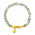 thumbnail image 6 of ZHOU LIU FU 24K Gold Green Jade Bead Bracelet Elastic Fortune Bamboo Floral Stretchable Jewelry for Women Men 17cm/6.7'' Y1910806, 6 of 10