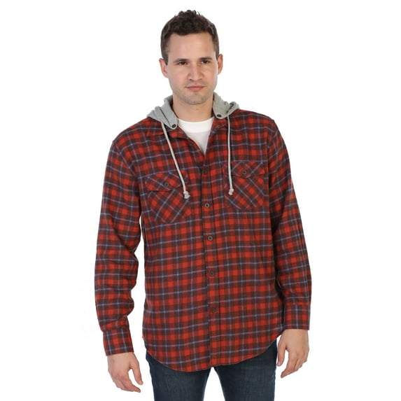 Gioberti Men's Removable Hoodie Plaid Checkered Flannel Button Down Shirt