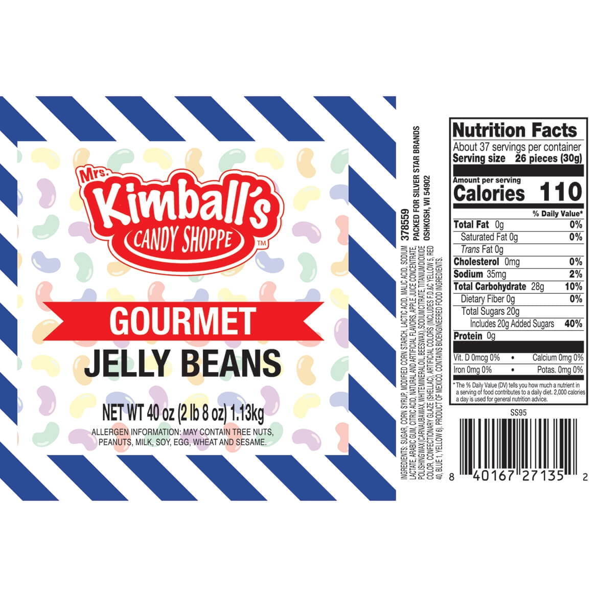 Mrs. Kimball's Candy Shoppe Gourmet Jelly Beans, 40 oz.