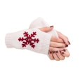 thumbnail image 2 of 1 Pair Knit Half Finger Glove Comfortable Winter Simple Knitting Craft Fingers Covers Hand Mittens with Snowflake Pattern, 2 of 6