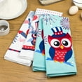 Mainstays Owl Kitchen Linen Set of 6 4 Kitchen Towels, Pot Holder