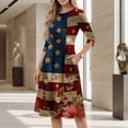 thumbnail image 5 of BOMYJESK Women's 250th Anniversary USA Flag Floral Maxi Dresses 4th Of July Summer Dresses Independence Day Art Print Beach Long Dresses Casual American Flag Floral Resort Wear Red 2XL, 5 of 7