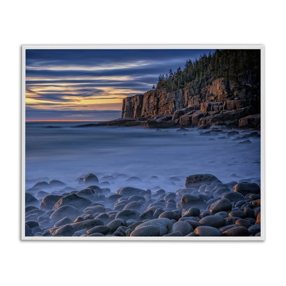 Stupell Industries Contemporary Foggy Seaside Rocks at Sunset White Framed Giclee Art, 14 x 11, by Rick Berk