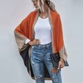 thumbnail image 5 of AOOCHASLIY Fall Clothes Women Fashion Casual Knitted Sweater Color Contrast Long Sleeve Cardigan Tops, 5 of 5