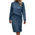 thumbnail image 2 of Letdown Women's Skirts 2 Piece Outfits Turtleneck Knit Sweater and Maxi Bodycon Skirt Sets 2 Piece Outfits Sweater Skirt Set (Blue,XXL), 2 of 6