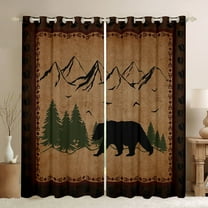 Homewish Rustic Bear Animal Black Out Curtains for Adult, Hippie Woodland Wildlife Curtains Pack of 2 (42x63 Each), Countryside Style Bedroom Curtains, Blackout Curtains Decor