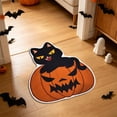 thumbnail image 5 of Halloween Doormat, Secure Grip Rubber Base Doormat, Black Cat Pumpkin Ghost Bat Shaped Seasonal Decor Mat For Entry Bathroom Bedroom Holiday Gift,23.62x15.74 in, 5 of 6