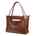 thumbnail image 1 of Bolso de mano Utenwat, tamaño grande, 16 L, piel vegana para mujer, color marrón oscuro, 1 of 6