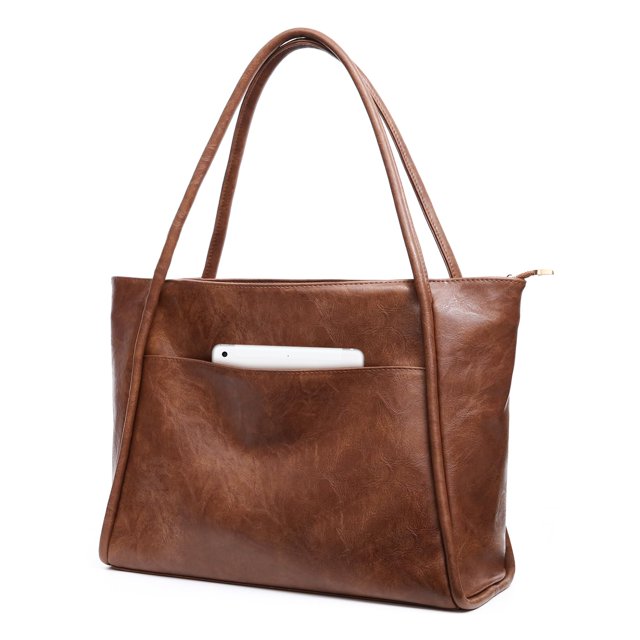 Bolso de mano Utenwat, tamaño grande, 16 L, piel vegana para mujer, color marrón oscuro
