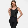 thumbnail image 6 of Women's Sequin Square Neck Tank Top with Sleeveless Design and Cropped Fit - Large, Black, 6 of 7