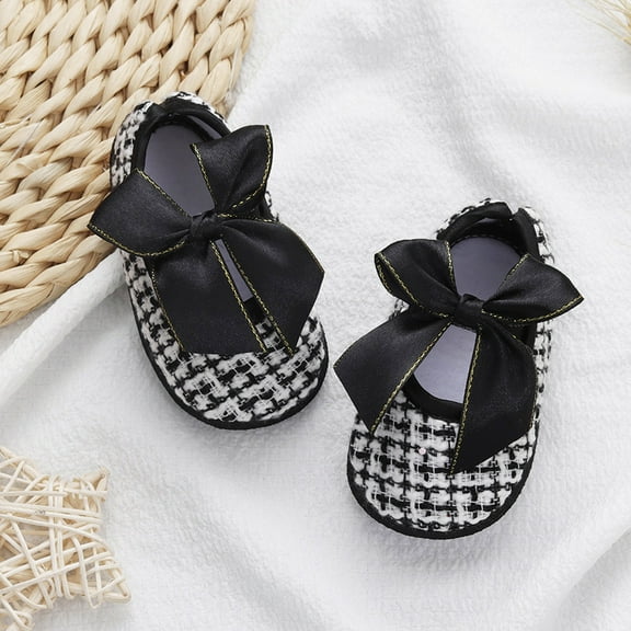 Infant Baby Girls Shoes Cotton Canvas Soft Sole Fashion Bow Toddler Slip On Newborn Crib Moccasins Casual Sneaker Girls Flat Lazy Loafers First Walkers Shoes for 0-18 Months