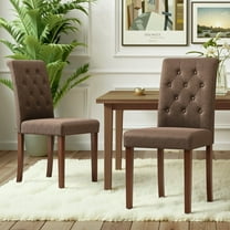 Pirecart Dining Chairs Set of 2, Kitchen & Dining Room Chairs, Upholstered Fabric Chairs with Solid Wood Legs, Modern Armless Side Chairs, Brown