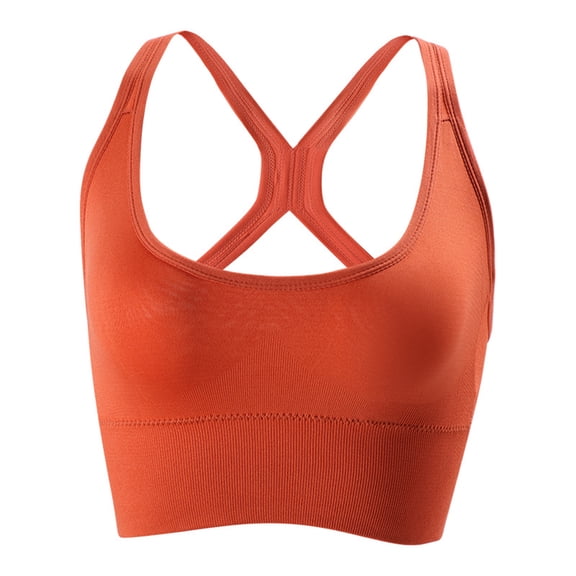 huanledash Sports Bra Solid Color Breathable Stretchy Padded Intimacy Shockproof Soft High Elasticity U-shaped Lady Bra Daily Wear Clothes