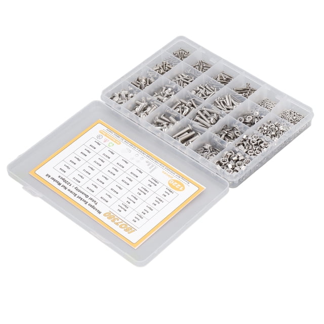 Assortiment de Rondelles à Vis, Douille en Acier Inoxydable Standard Résistante à la Corrosion Kit de Rondelles à Vis avec Boîtier en Plastique pour Instruments de Tri