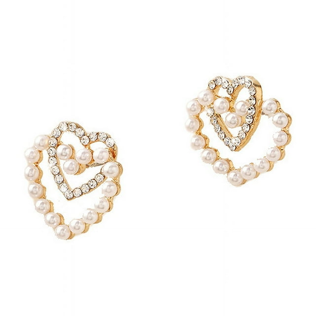 Pendientes de aro de perlas para mujer, pendientes de perlas, pendientes de círculo grande, joyería de moda, pendientes de corazón para mujer, pendientes de corazón
