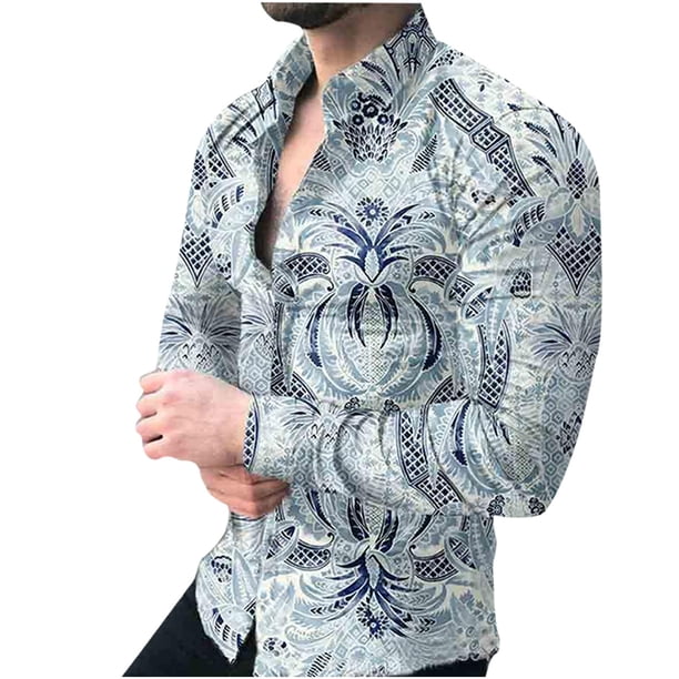 Camisa de Blusa de Manga Larga Con Estampado de Moda de Primavera Y Otoño Para Hombre Odeerbi ODB-6