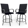 thumbnail image 1 of 3-Piece Outdoor Bar Set, Swivel Textilene Bar Stools with Glass-Top Table, Patio Bistro Set for Balcony, Backyard & Poolside, 1 of 5