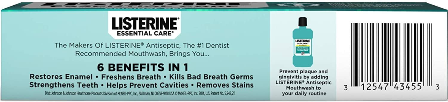 Listerine Essential Care Toothpaste Gel Original Powerful Mint 4.2 Ounce