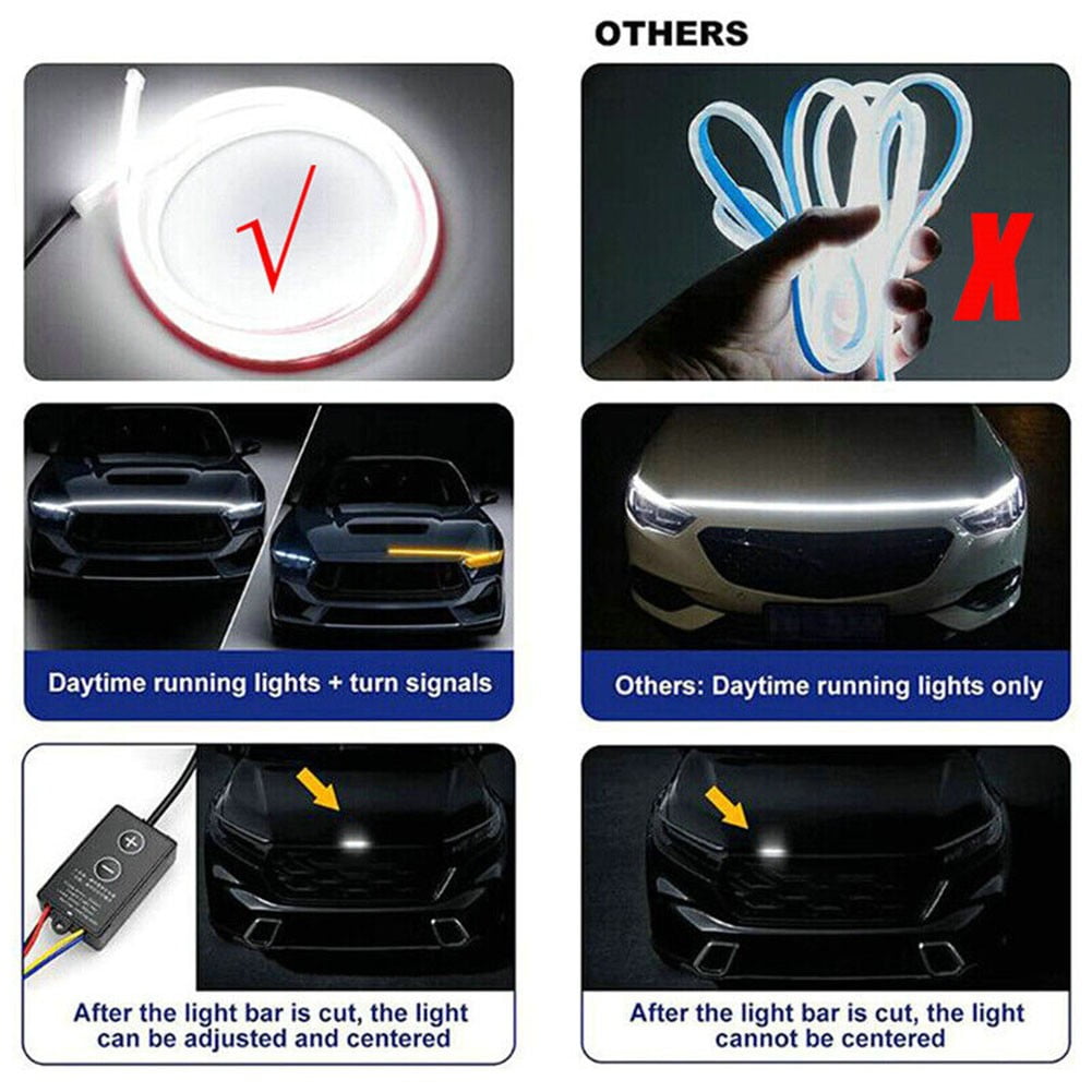 Ana Car Start Scan Dynamic LED Hood Light 7) Hood Light Strip for Car with Glowing Mode Stand out During Day and Night