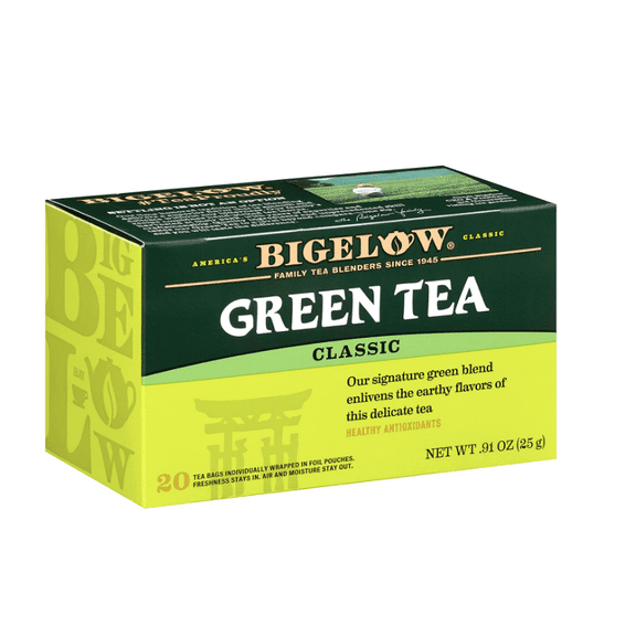 Bigelow Green Tea Bags, 20 Count Box (Pack of 6) Caffeinated Green Tea, 120 Tea Bags Total