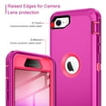 thumbnail image 4 of Petocase for iPhone SE Case 3rd & 2nd Generation, for iPhone SE 2022/2020 Built-in Screen Protector Heavy Duty Protective Shockproof 3-Layer Full Body Rugged Phone Cover,Rose Red/Pink, 4 of 8