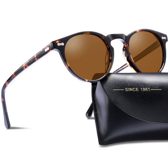 CARFIA Vintage Round Polarized Sunglasses for Women Small Face Acetate Frame UV400 Protection CA5288