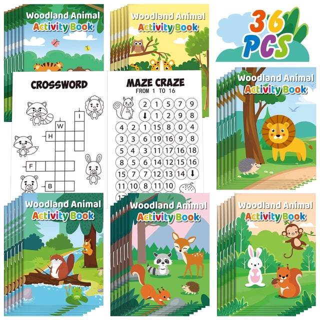 Minilibros de actividades Sinmoe Woodland Animals para niños, 36 unidades