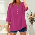 thumbnail image 5 of Comdrip Cotton Muslin Shirt Women! Cotton Linen Shirts for Women Summer Button Down Tops 3/4 Length Sleeve Casual Blouses Oversized Tshirts 2025 Gauze Shirts for Women Pink 3XL, 5 of 10