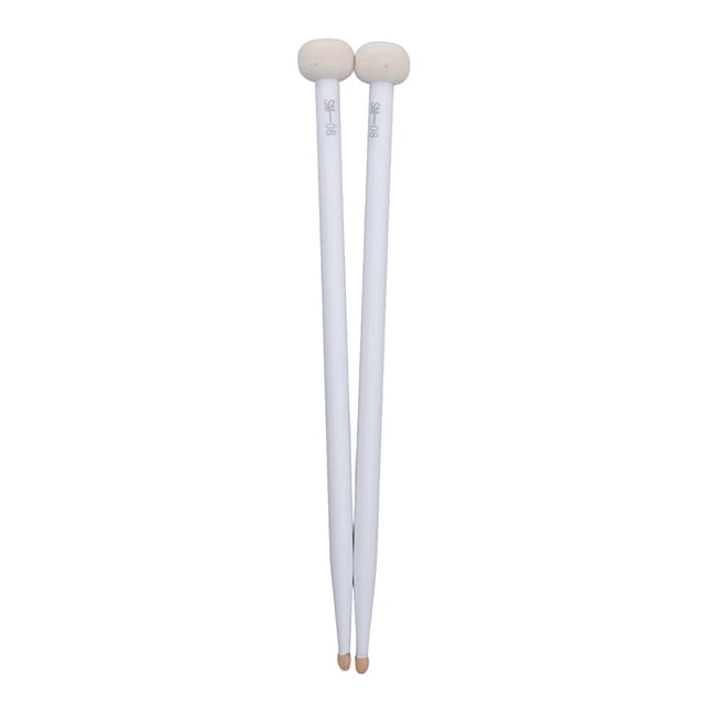 Drum Mallet Set, Felt Head Even Percussion 2Pcs Drums Mallets Accessory For Playing White