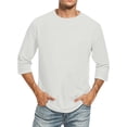 thumbnail image 2 of 3/4 Sleeve Shirt Men Trendy Crew Neck Baseball T Shirts Lightweight Breathable Casual Classic Fit Solid Color T-Shirts Gray XL, 2 of 5