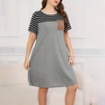 thumbnail image 7 of cfhntfmh Casual Dresses for Women Print Patchwork Crewneck Short Sleeve T-Shirts Dresses Pocketed Lounge Plus Size Dress, 7 of 7