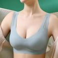 thumbnail image 5 of Bigersell Seamless Wireless Bras for Women Soft Cup Pullover Bra Comfortable Breathable Back Mesh Ladies V-Neck Push up Padded Bras No Underwire Blue XL, 5 of 5