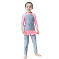thumbnail image 6 of IBTOM CASTLE Kids Girls Muslim Swimsuit 3-Piece Top Pants Cap Full Cover Hijab Burkini Bathing Suit Islamic Arabic Modest Swimwear Sunsuit Beachwear 5-6 Years Gray + Pink, 6 of 8