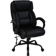 Big & Tall Heavy Duty Executive Chair 500 Lbs Heavyweight Rated Black PU Leather Task Rolling Swivel Ergonomic Executive Office Chair with Massage Lumbar Support Armrest