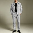 thumbnail image 6 of Miqool Men's Casual Shirt Jacket and Jogger Pants Set Long Sleeve Button Front Overshirt Elastic Waist Drawstring Trousers 2 Piece Outfit, 6 of 8