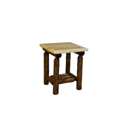 - Furniture Barn USA™ Rustic White Cedar Log Two Tone Side Table with Shelf