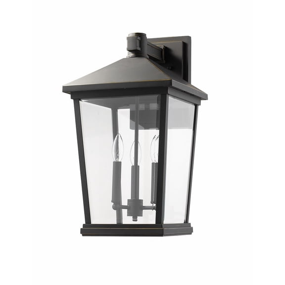 Z-Lite Beacon 3 Light 23" Clear Glass Aluminum Outdoor Wall Sconce in Bronze