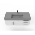 thumbnail image 2 of Amazon 48" White Wood Floating Vanity with Gray Top and Chrome Trim, 2 of 8