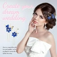 thumbnail image 4 of 20 Pack Classy Dusty Blue Flower Bridal Wedding Hair Side Combs+Floral Hair Pins+Twist Spiral Pearl Hair Pins Clips Pieces Formal Prom Headpieces Accessories for Brides Bridesmaids Women Girls, 4 of 4