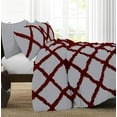 thumbnail image 3 of 5 Piece Luxury Two Tone Diamond Ruffle Pattern Comforter Set Super Soft, All Season 800 Thread Count, 100% Egyptian Cotton, Oversized Super King Size Silver-Burgundy Color, 3 of 4
