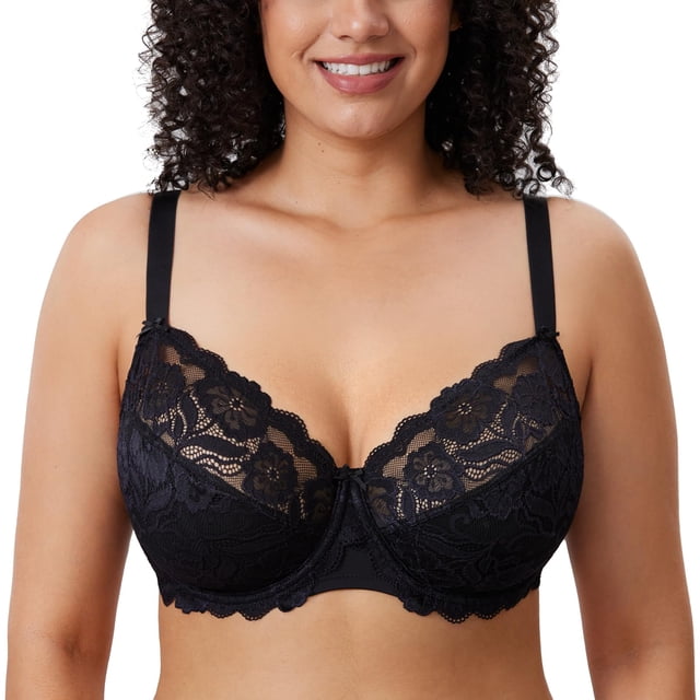 Sostén DELIMIRA para mujer talla grande con cobertura total y encaje 40DD