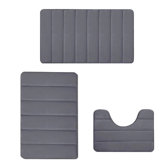 Tahtuvzn School Living Room Rugs Foam Bath Mat Set Bathroom for 3pcs Toilet Mats Soft Comfortable Water Absorption NonSlip ThickMachine WashableEasier to Dry Dark, Mother's Day Gift