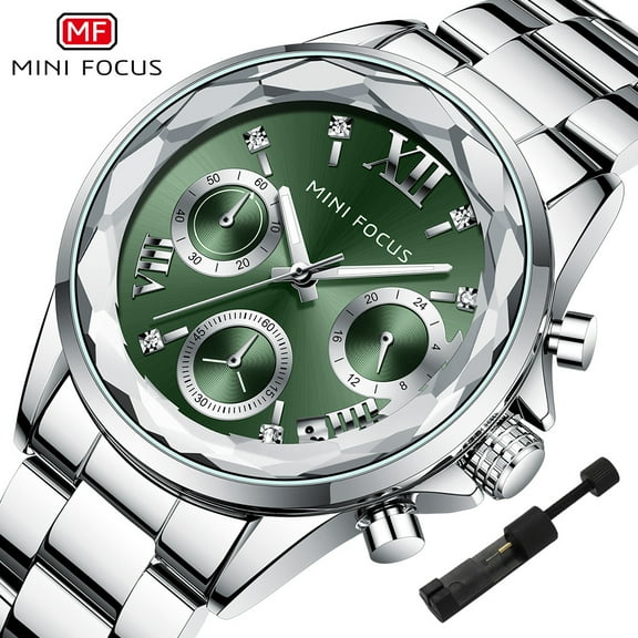MINI FOCUS Women's Stainless Steel Business Wrist Watch, 36mm Watch Case