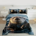 thumbnail image 2 of jejeloiu Wildlife Sea Otter Full Size Comforter Sets,Ocean Animal Bedding Comforter Set,Blue Brown Bedding Sets For Boys,Super Cozy Room Decor Reversible,3-Piece, 2 of 8