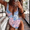 Sky Blue, variant on One Piece Floral Print Tankini&nbsp;Swimsuit Set,Wide Straps Open Back Bathing Suit Swimwear with Zip