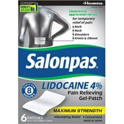 Salonpas Lidocaine Pain Relieving Maximum Strength Gel Patch, 6 ct Pack of 2