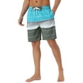 thumbnail image 5 of INSPIRE CHIC Men's Striped Printed Color Block Summer Swimming Board Shorts Blue 36, 5 of 6
