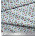 thumbnail image 2 of Soimoi Silk Fabric Text,Tree & Owl Cartoon Printed Craft Fabric by The Yard 42 Inch Wide, 2 of 3